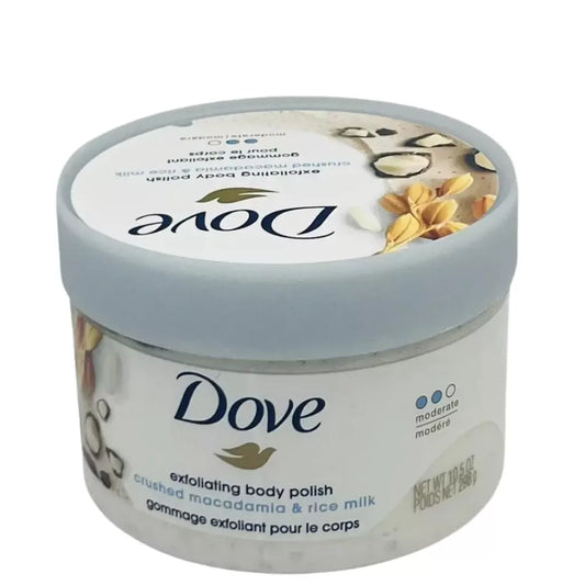Dove Beauty Crushed
Macadamia & Rice Milk
Extoliating Body Polish Scrub
10.5oz