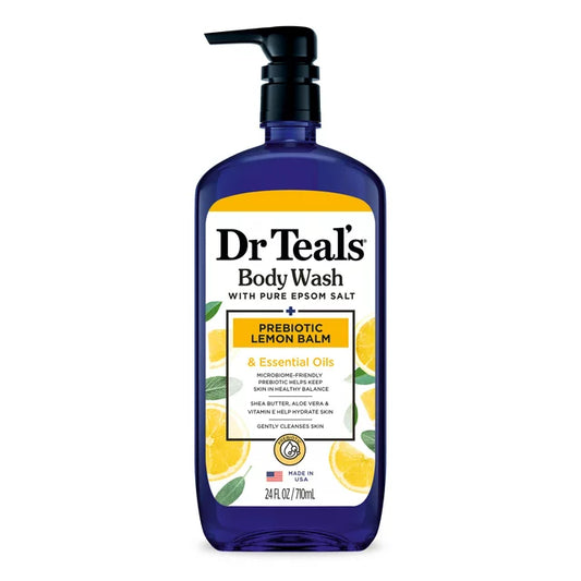 Dr Teals Body Wash with Pure Epsom Salt + Prebiotic Lemon Balm & Essential Oils 24 FL OZ / 710ml