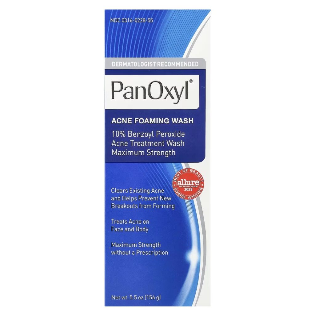 Panoxyl Acne Foaming Wash Benzoyl Peroxide 10% Maximum Strength 5.5oz (156g)