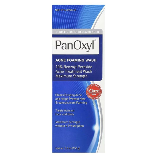 Panoxyl Acne Foaming Wash Benzoyl Peroxide 10% Maximum Strength 5.5oz (156g)